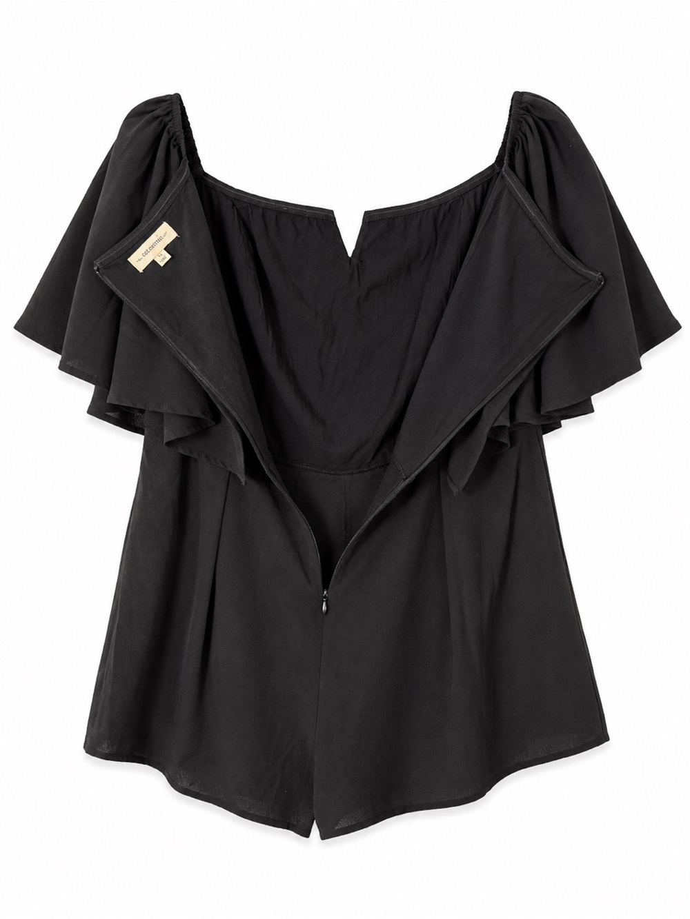 eesome Black Off-Shoulder Romper with Flounce Bodice - Picture 4 of 8